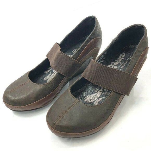JUMP Women's Mary Janes 7 Brown Slip Ons Wedges Leather Free People - Picture 1 of 8
